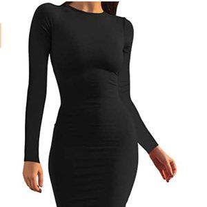 Women's Casual Basic Pencil Dress Sexy Long Sleeve